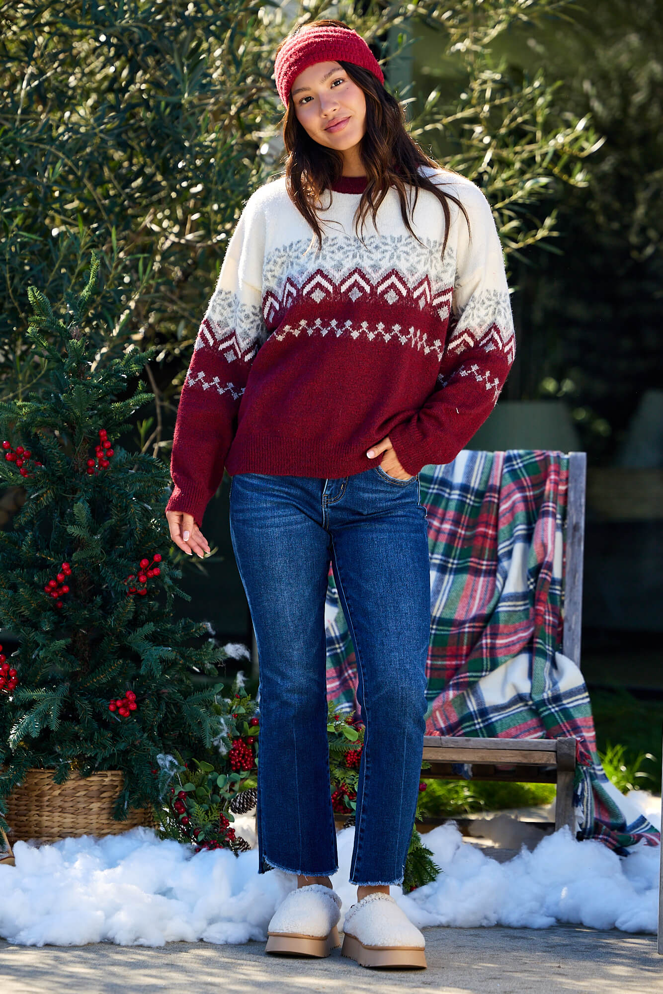 Burgundy Mix Fair Isle Sweater - FINAL SALE