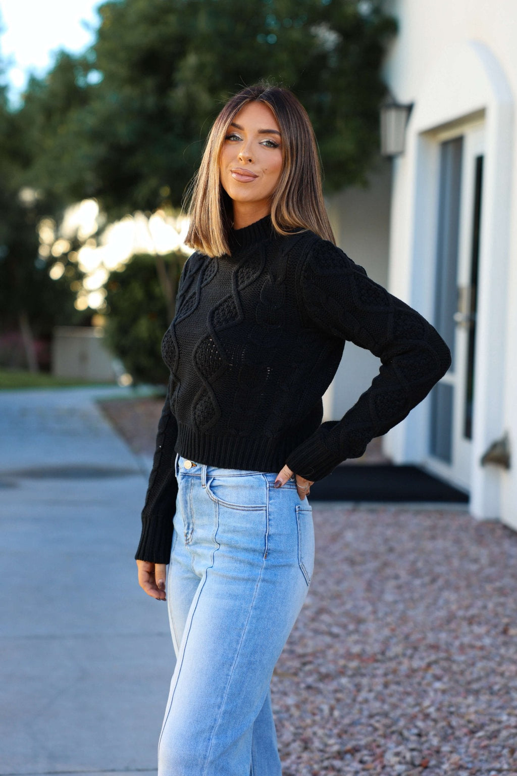 Chunky Black Mock Neck Sweater - FINAL SALE