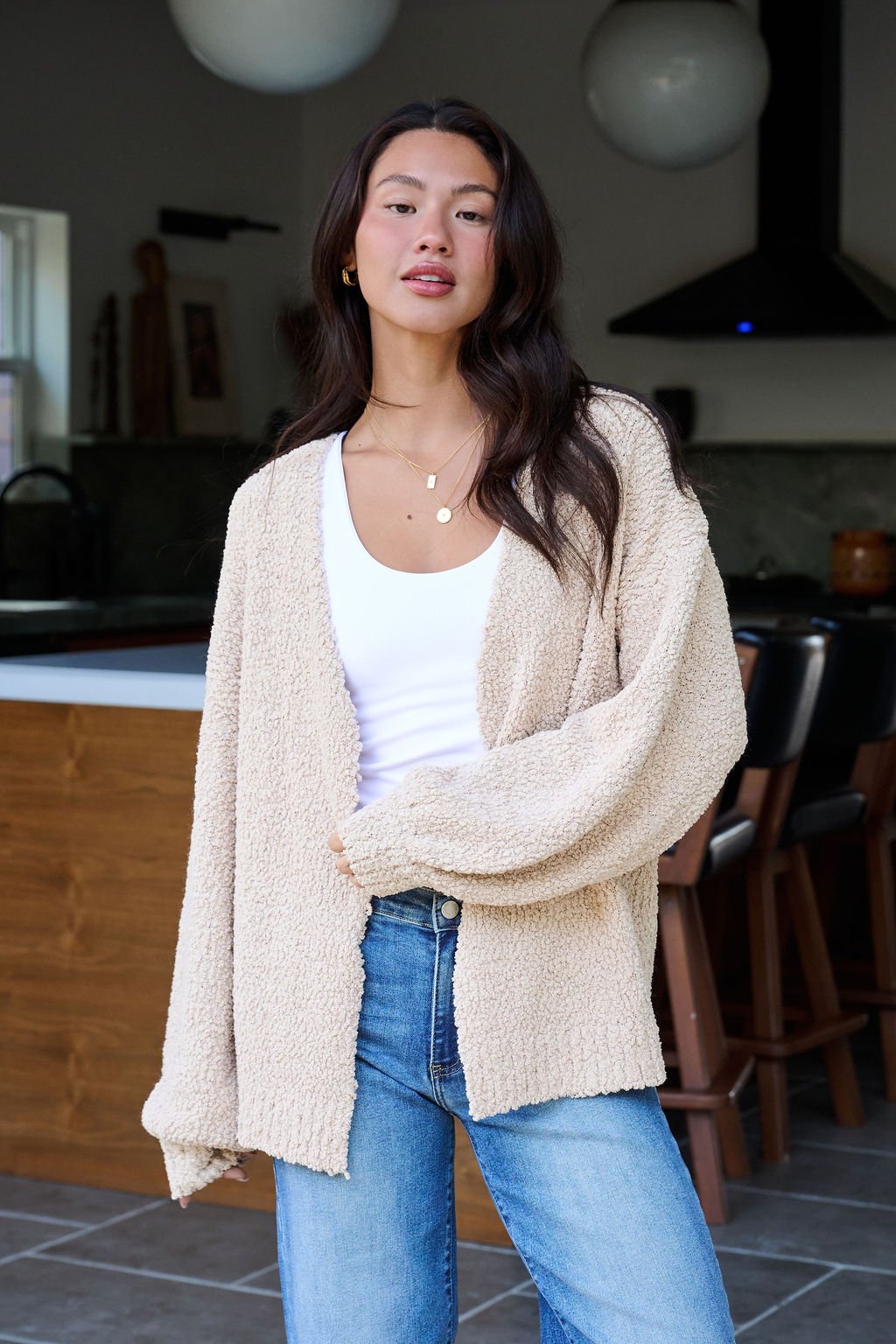 Desert Rose Popcorn Textured Open Front Cardigan - FINAL SALE