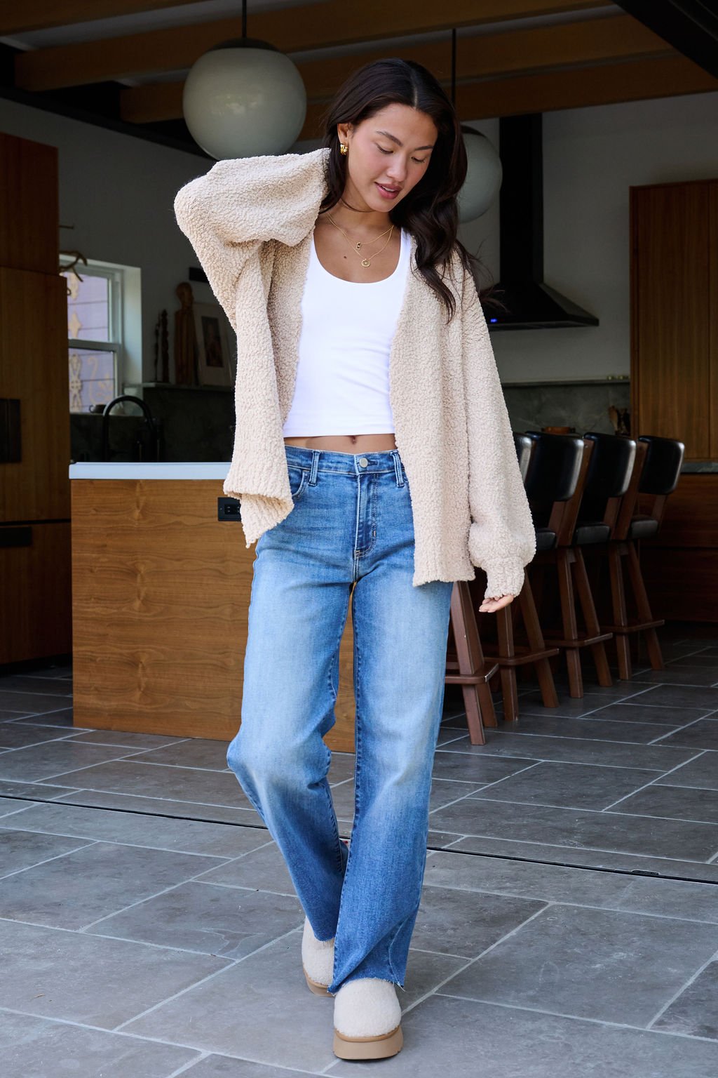 Desert Rose Popcorn Textured Open Front Cardigan - FINAL SALE