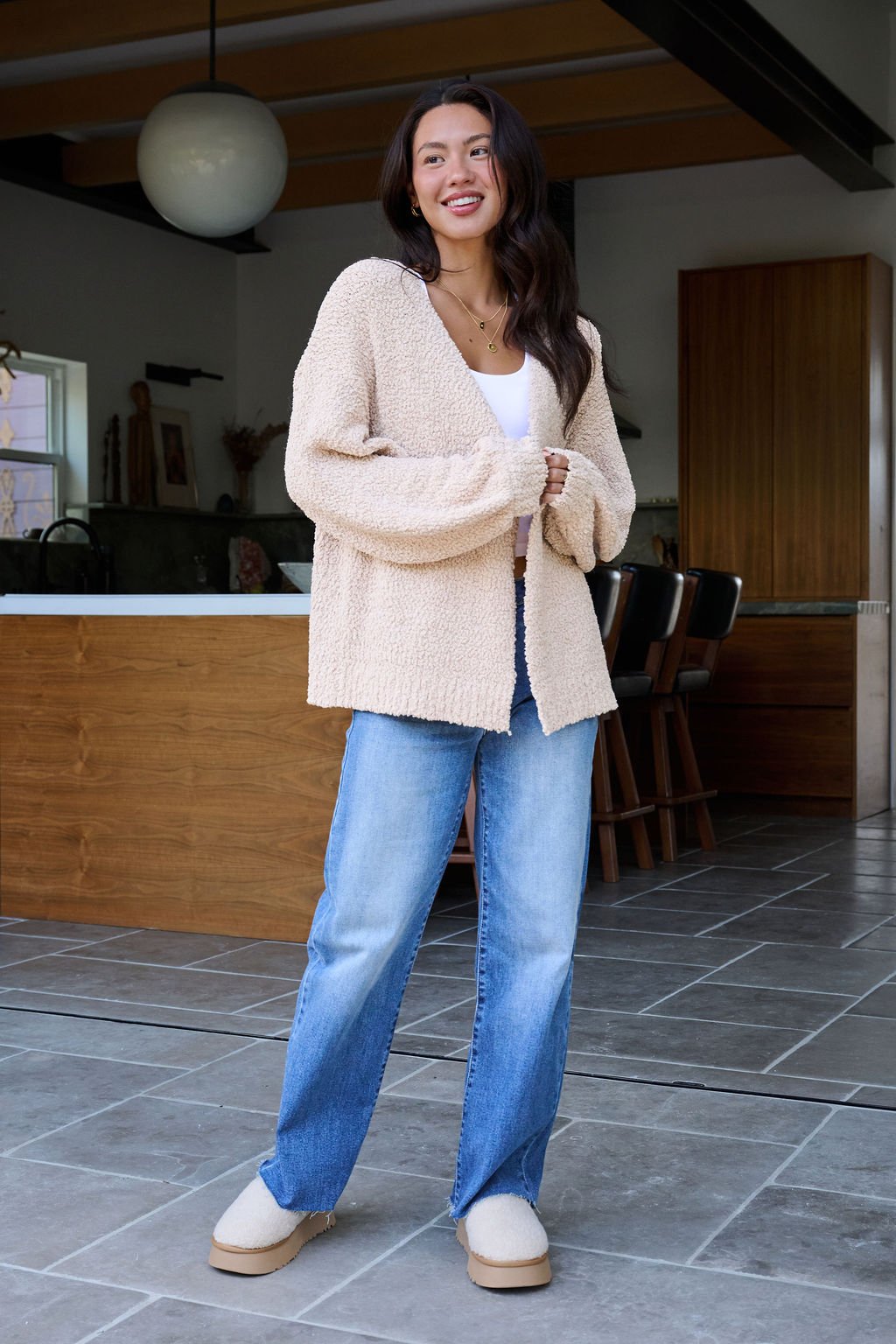 Desert Rose Popcorn Textured Open Front Cardigan - FINAL SALE