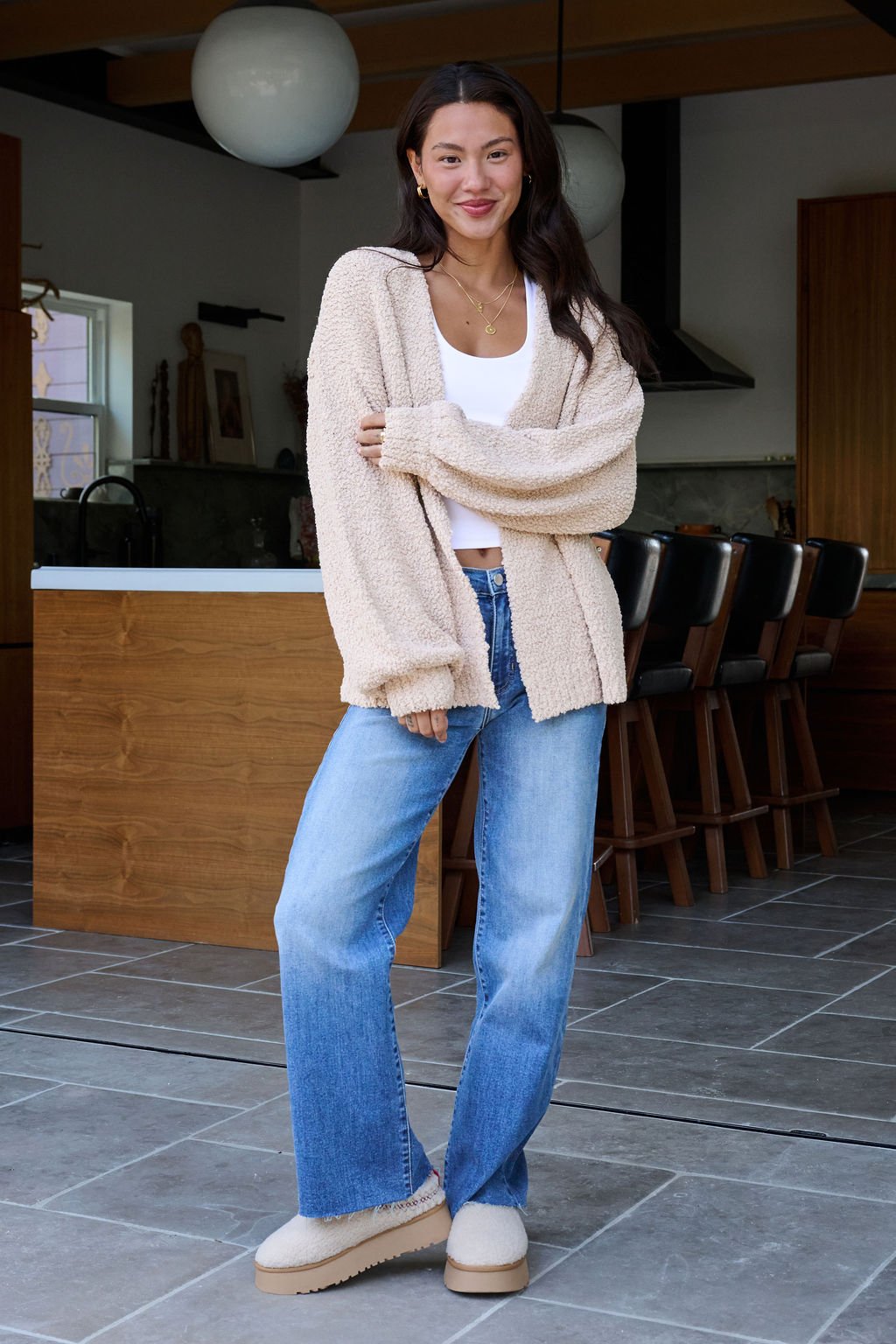 Desert Rose Popcorn Textured Open Front Cardigan - FINAL SALE