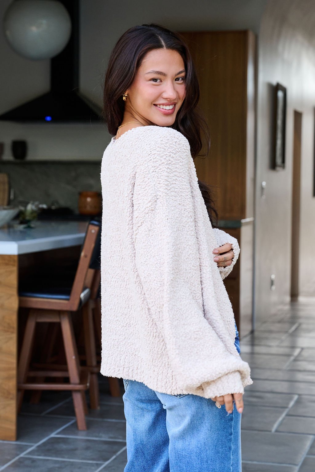 Desert Rose Popcorn Textured Open Front Cardigan - FINAL SALE