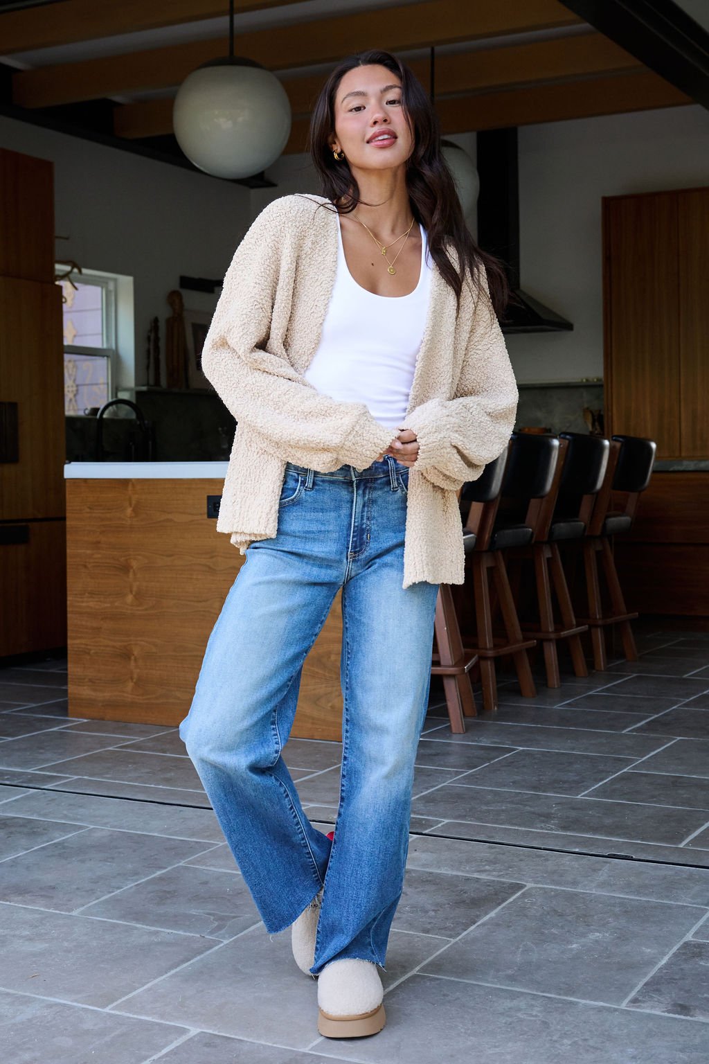 Desert Rose Popcorn Textured Open Front Cardigan - FINAL SALE