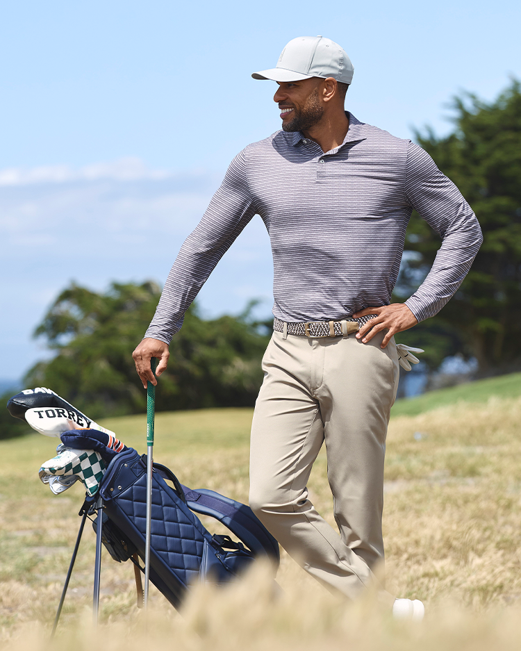 Johnnie-O Performance Featherweight Long Sleeve Polo - Track Stripe
