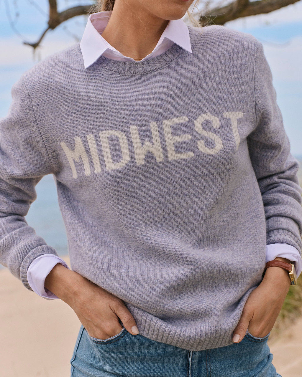 Johnnie-O Coastal Cashmere Blend Crewneck Sweater, Heather Gray