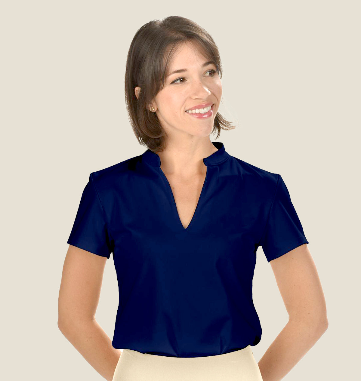 Smallwood's Women's T-shirt Mandarin V-Neck