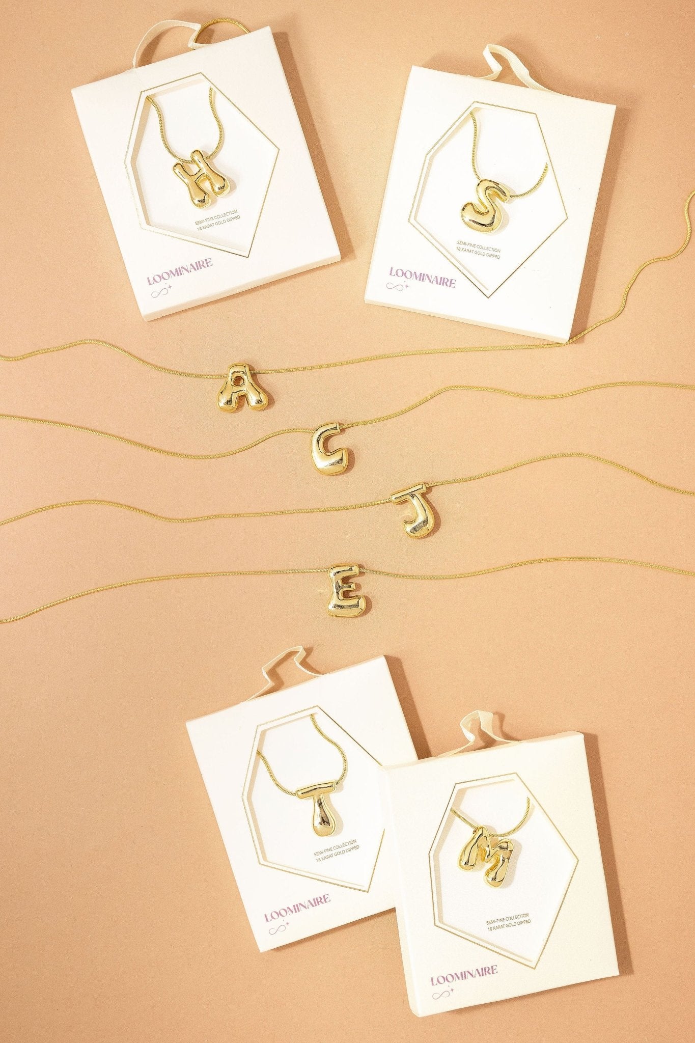 Gold Dipped Bubble Letter Pendant Necklace - FINAL SALE