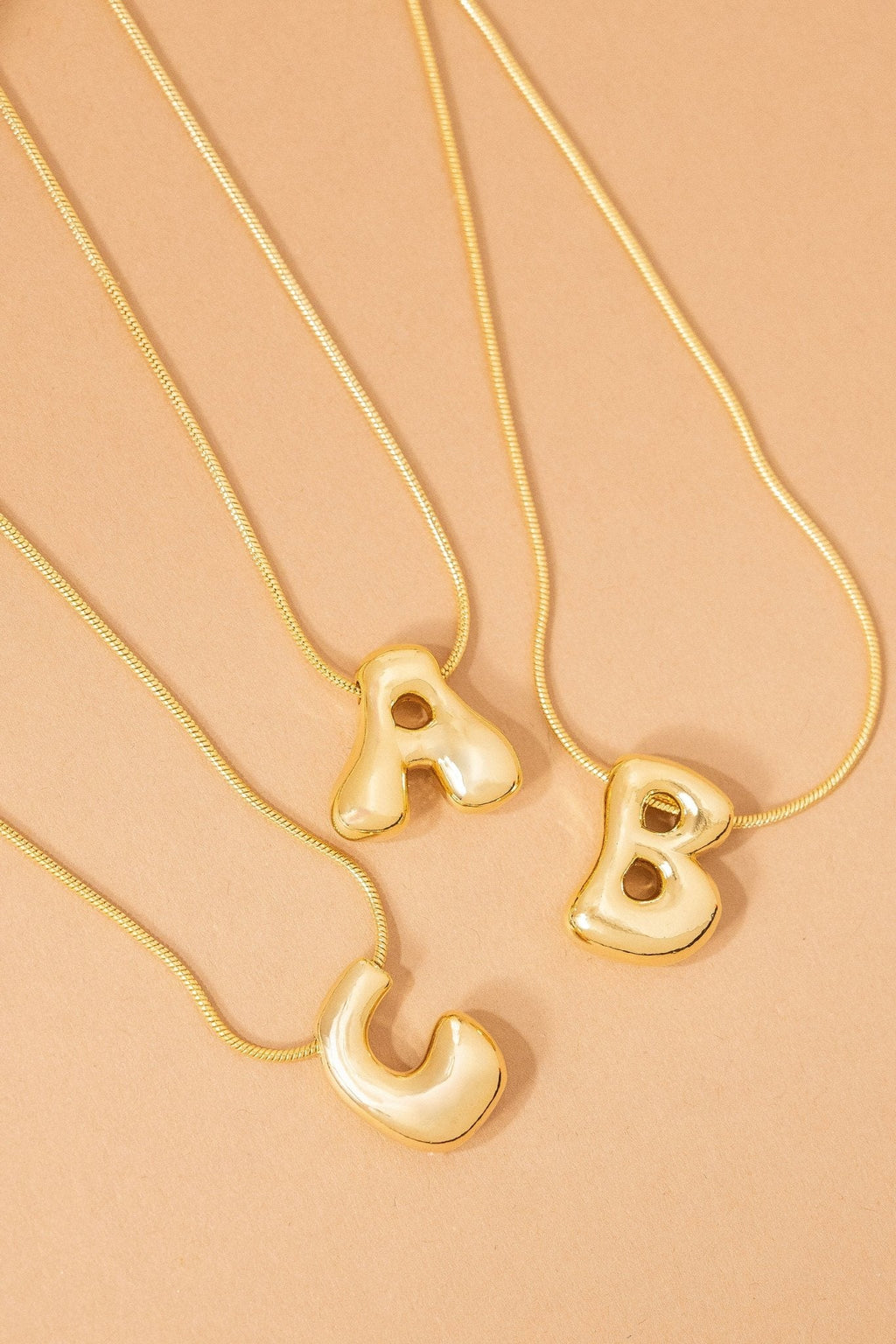 Gold Dipped Bubble Letter Pendant Necklace - FINAL SALE