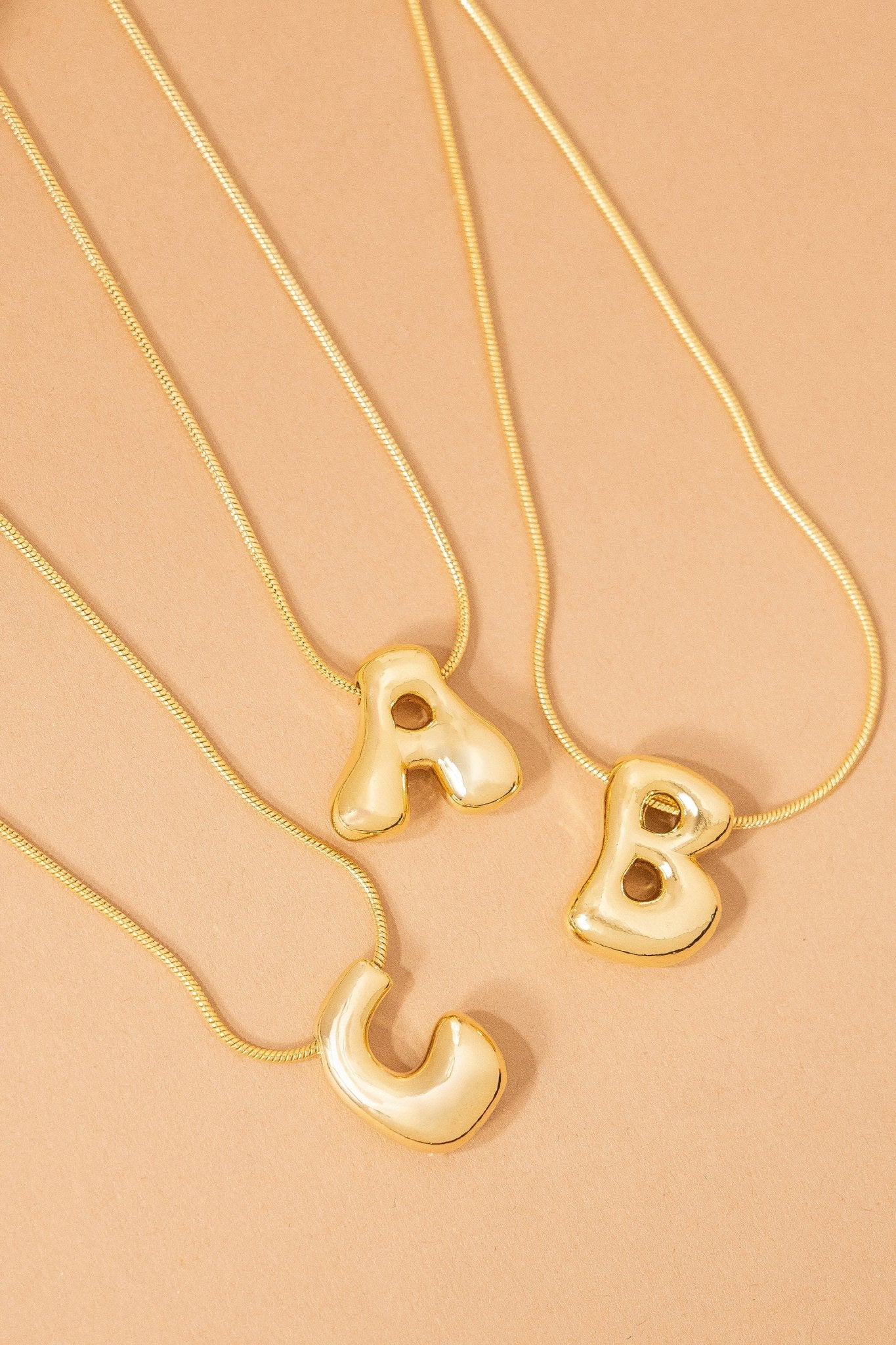 Gold Dipped Bubble Letter Pendant Necklace - FINAL SALE