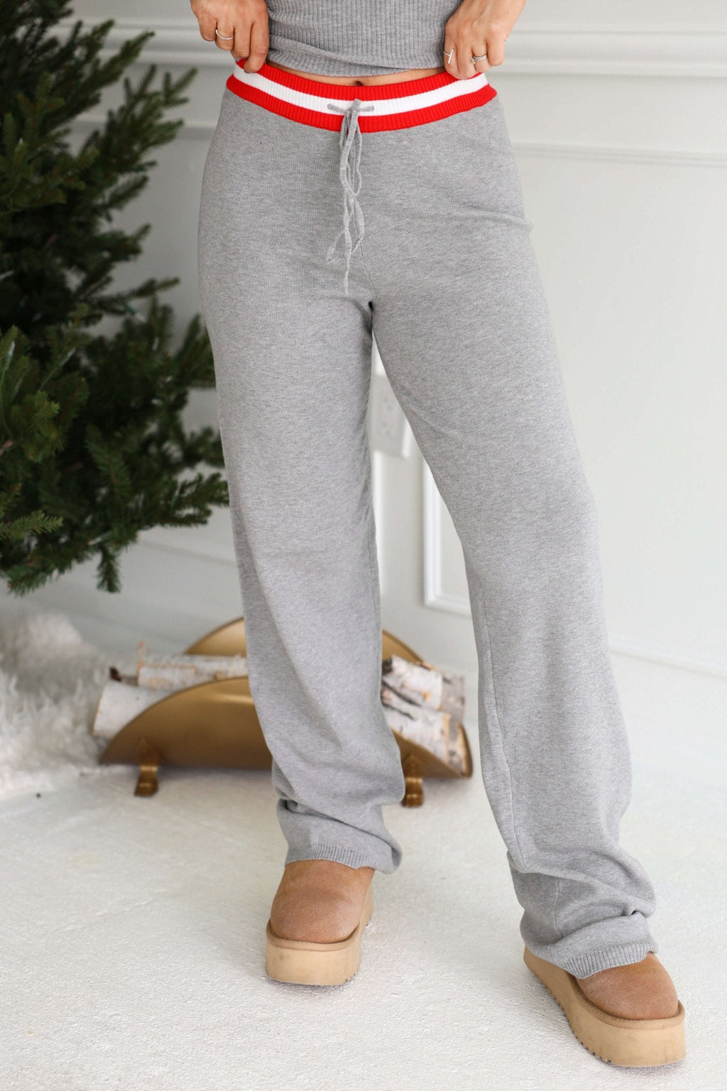 Grey Striped Drawstring Pants - FINAL SALE