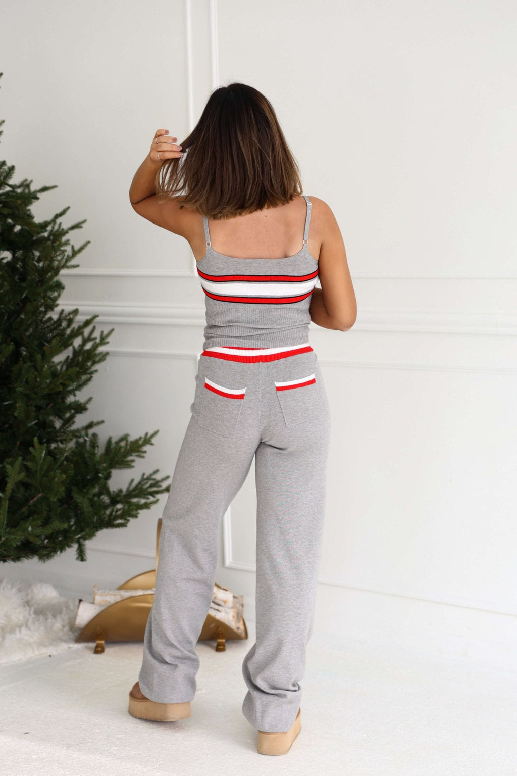 Grey Striped Drawstring Pants - FINAL SALE