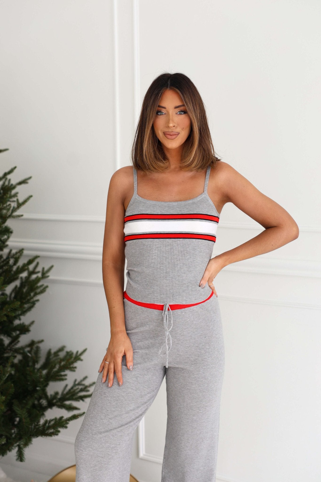 Grey Striped Rib Knit Tank Top - FINAL SALE