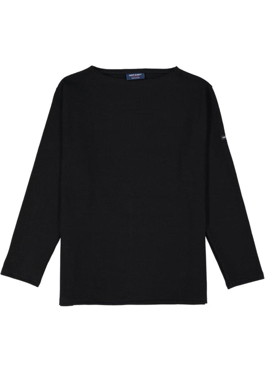 Saint James Guildo Boat Neck Breton Shirt Heavyweight Cotton Unisex Fit Black