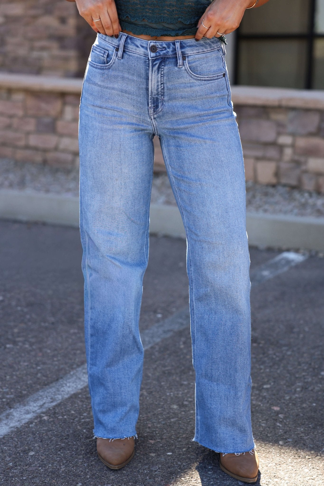 Hidden Light Wash Basic Dad Jeans - FINAL SALE