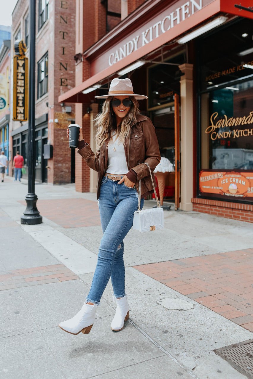 Hooded Sweatshirt Vegan Leather Camel Jacket