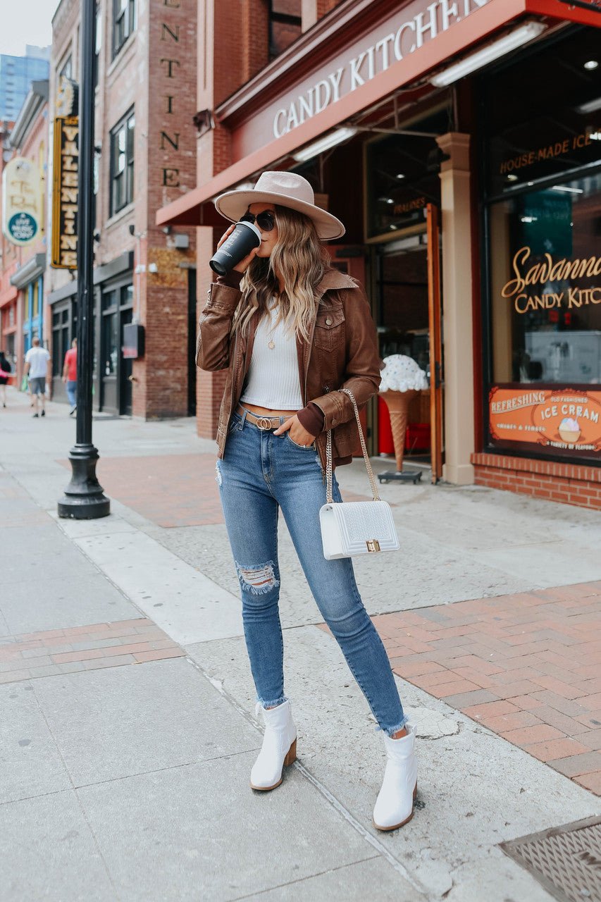 Hooded Sweatshirt Vegan Leather Camel Jacket