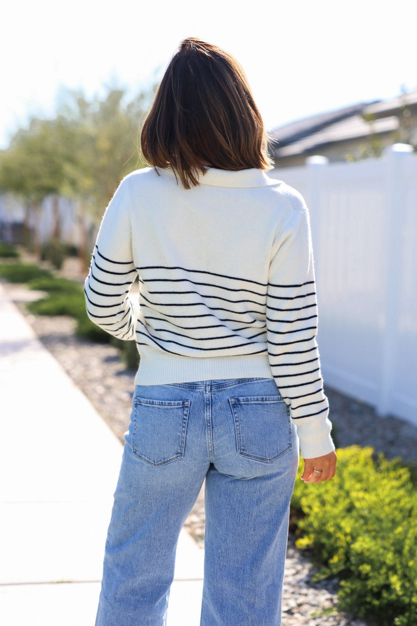 Ivory and Black Stripe Ribbed Sweater - FINAL SALE