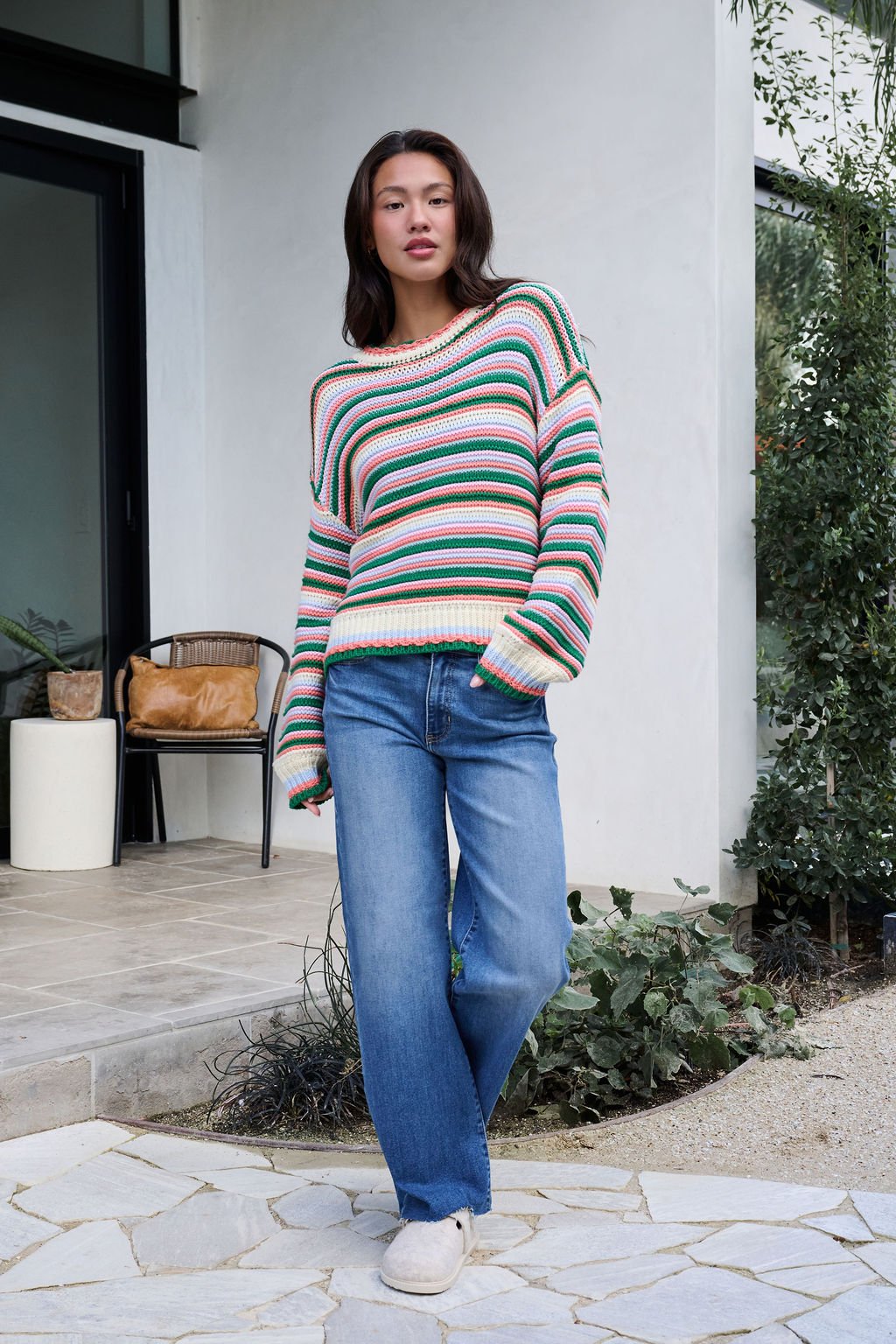 Ivory Multi Striped Crewneck Sweater-FINAL SALE