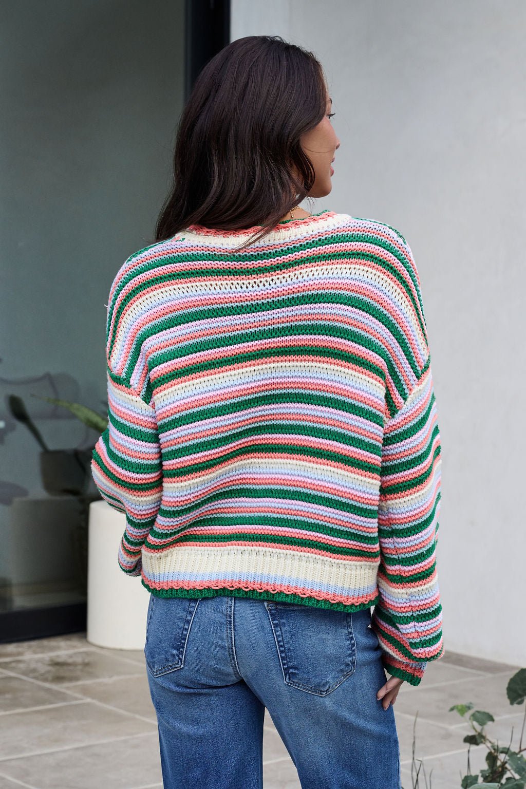 Ivory Multi Striped Crewneck Sweater-FINAL SALE