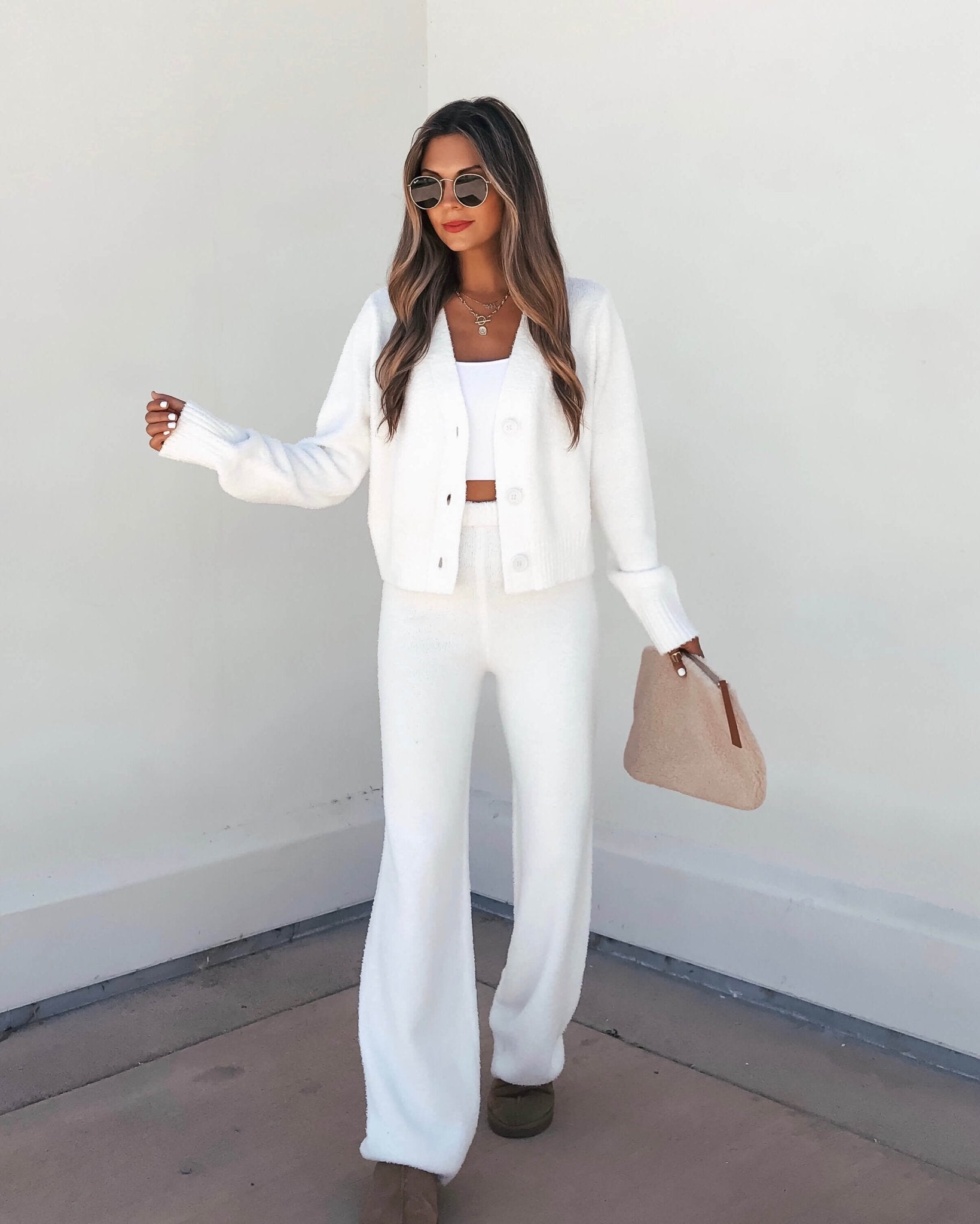 Ivory Sherpa Lounge Set - FINAL SALE