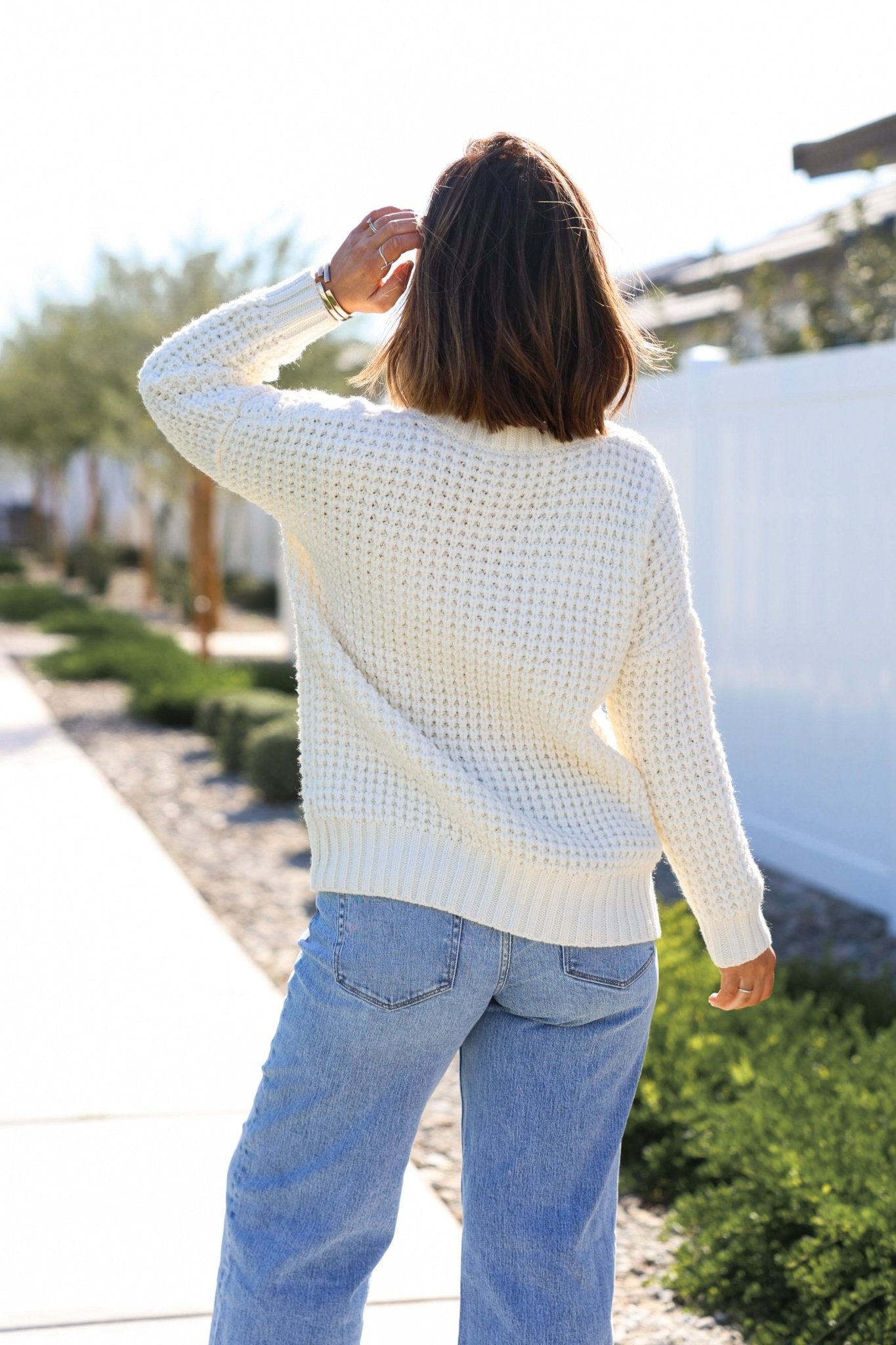 Ivory Textured Cable Knit Sweater - FINAL SALE