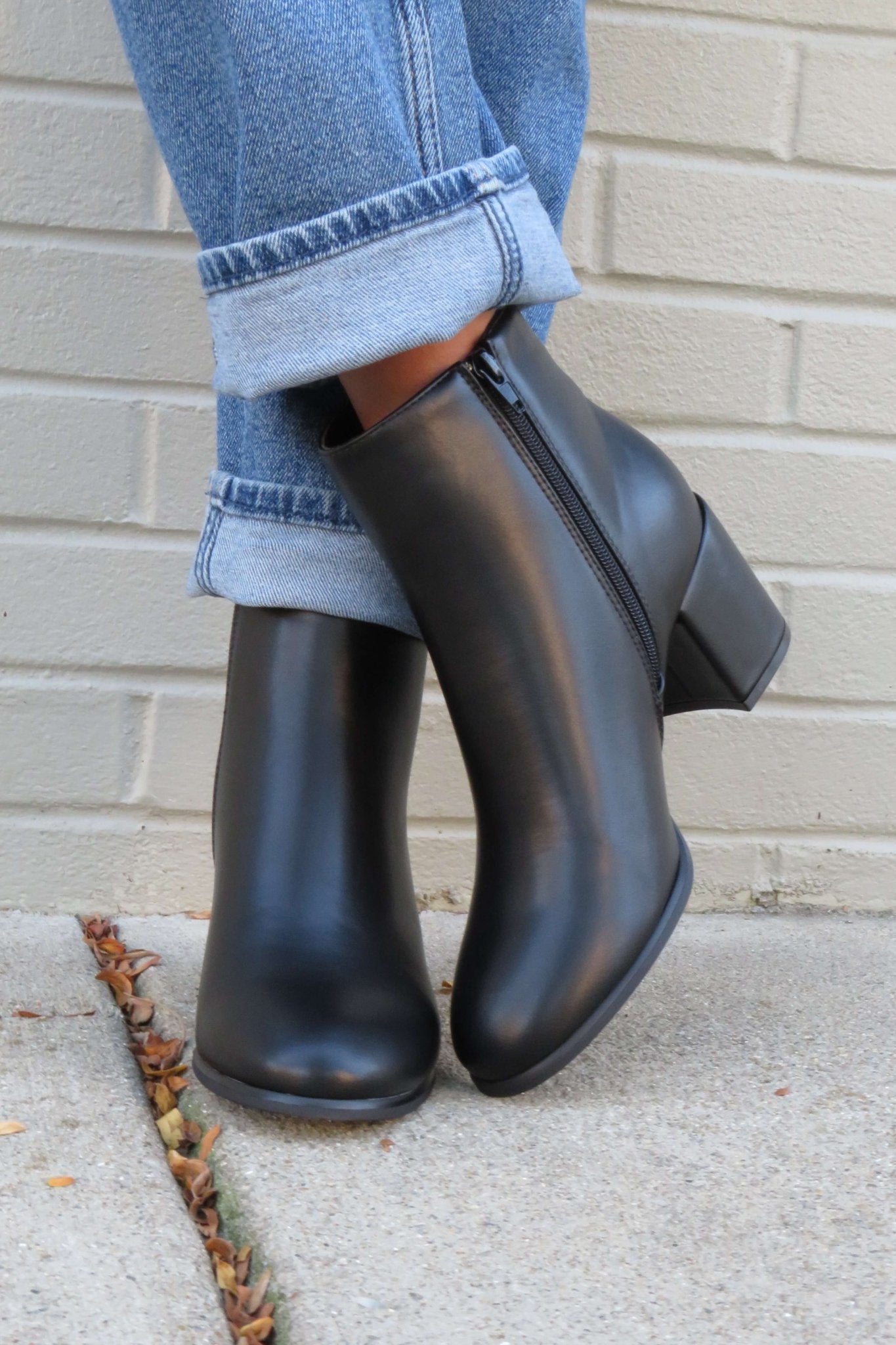 Jalen Black Faux Leather Booties - FINAL SALE