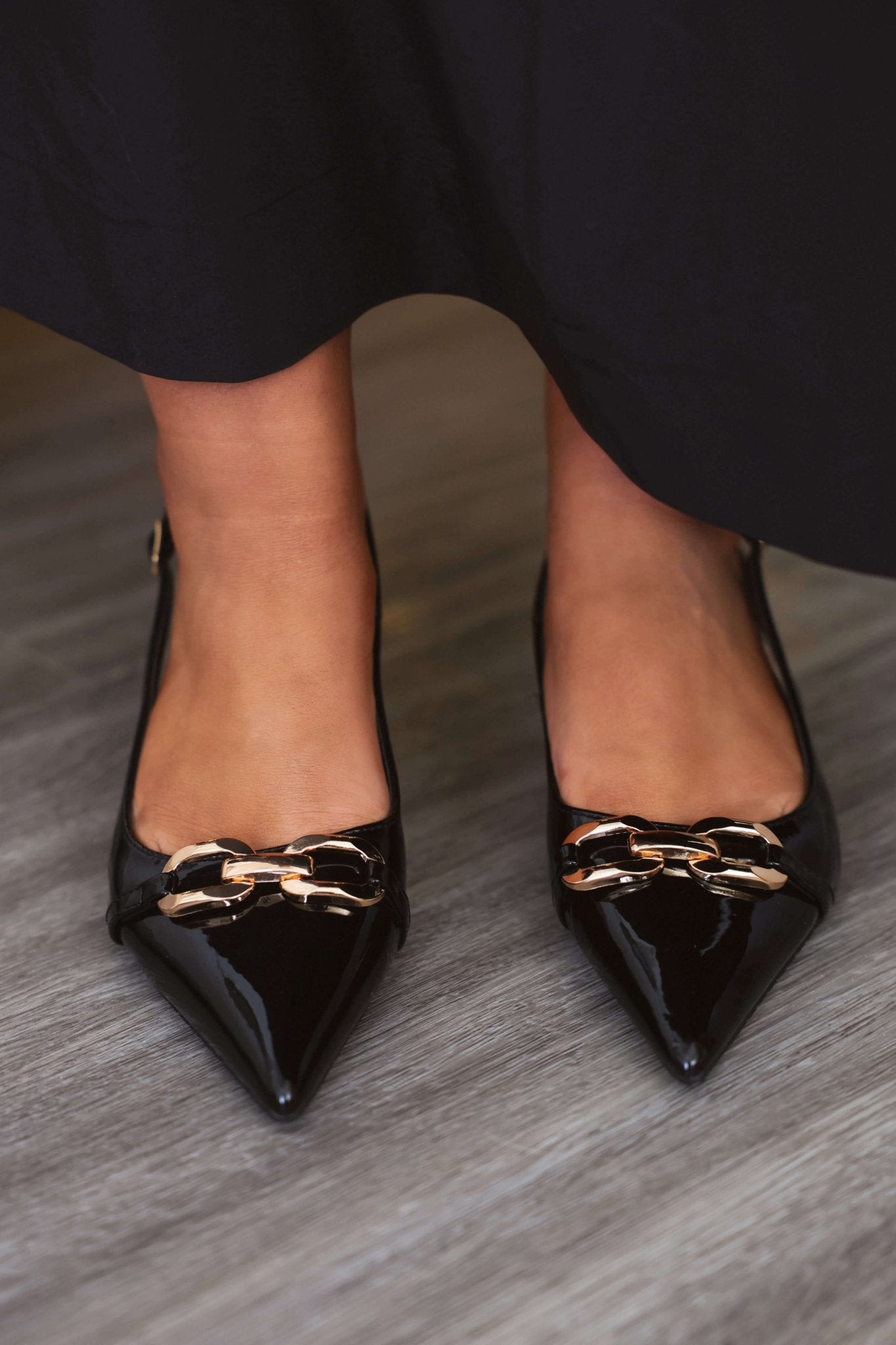 Josephine Black Slingback Kitten Heels - FINAL SALE