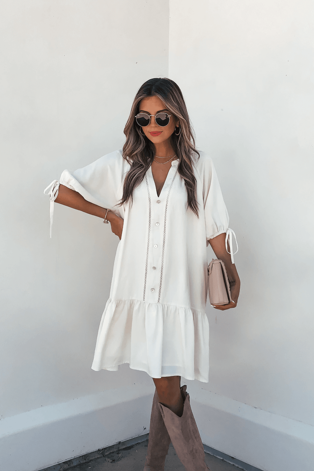 Laurie Cream Button Down Mini Dress
