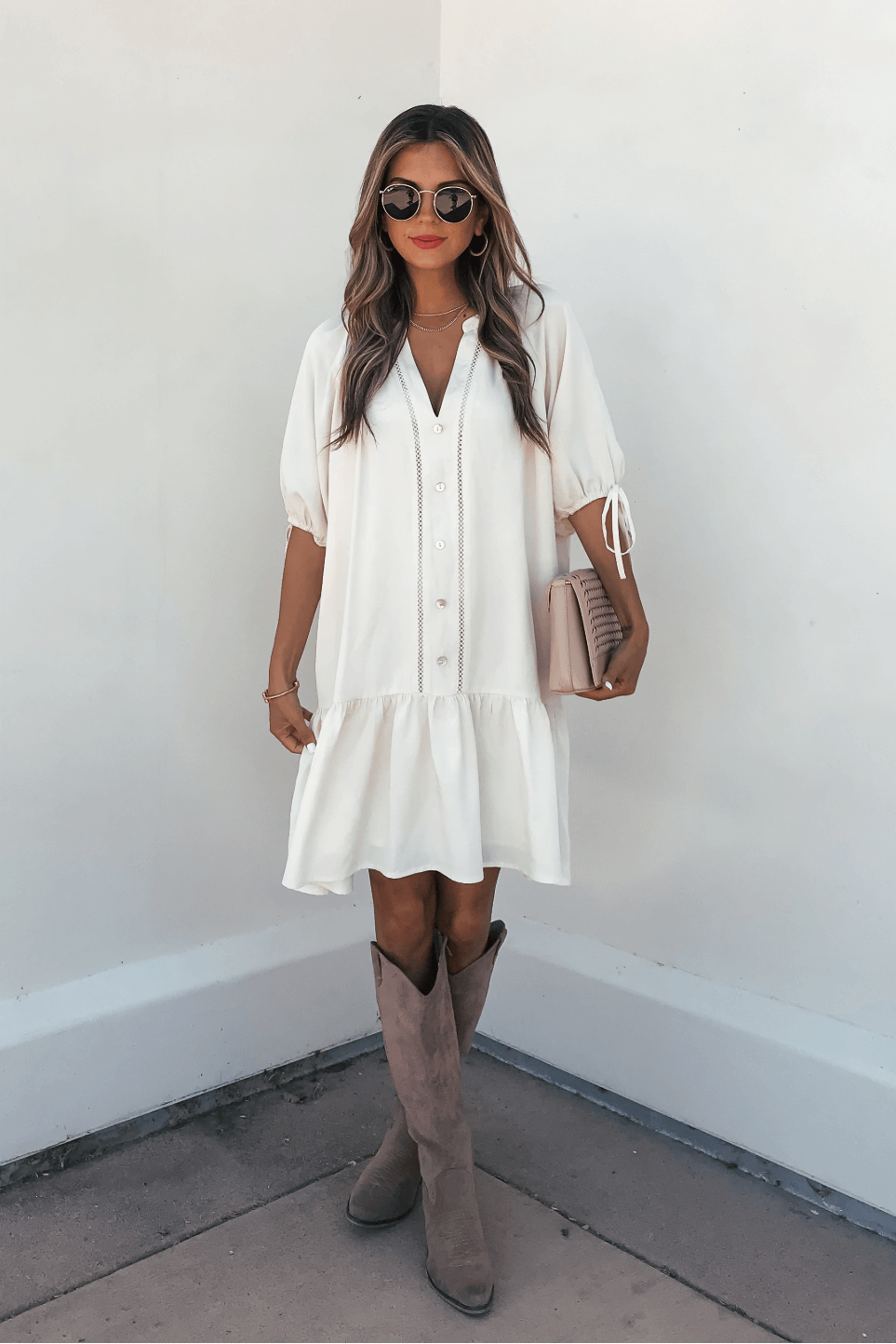 Laurie Cream Button Down Mini Dress