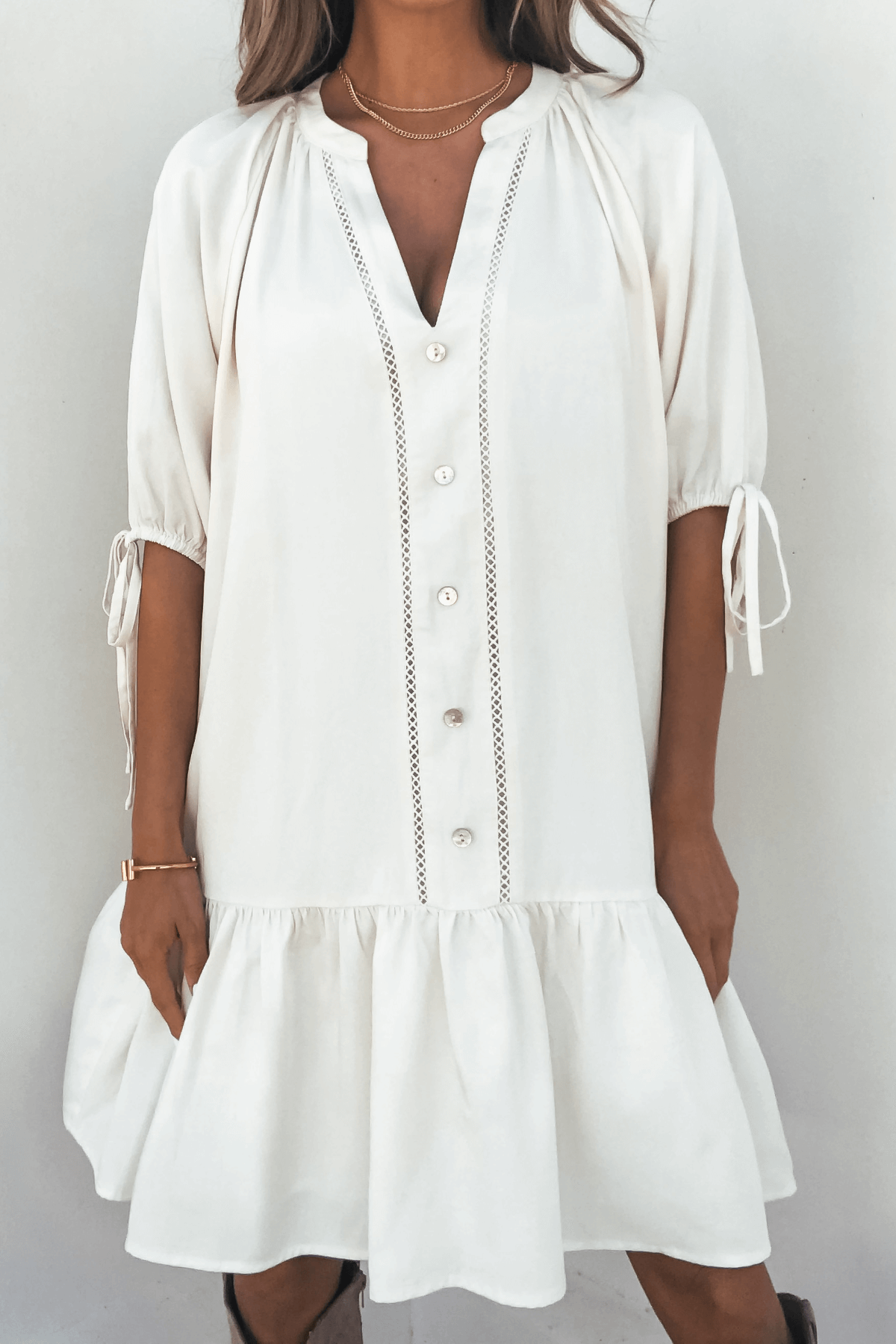 Laurie Cream Button Down Mini Dress