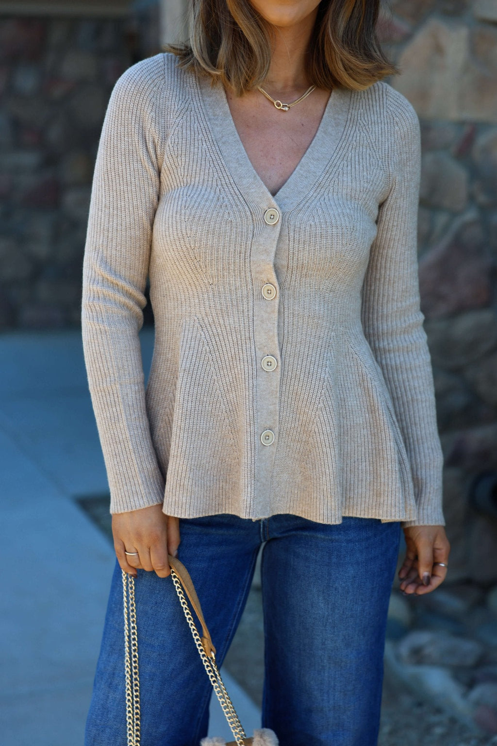 Light Tan Hourglass Sweater Cardigan - FINAL SALE