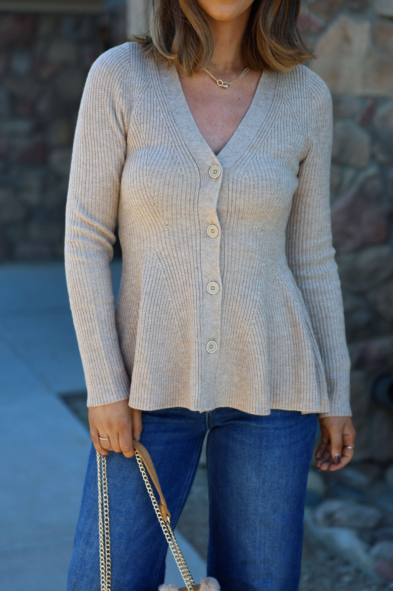 Light Tan Hourglass Sweater Cardigan - FINAL SALE
