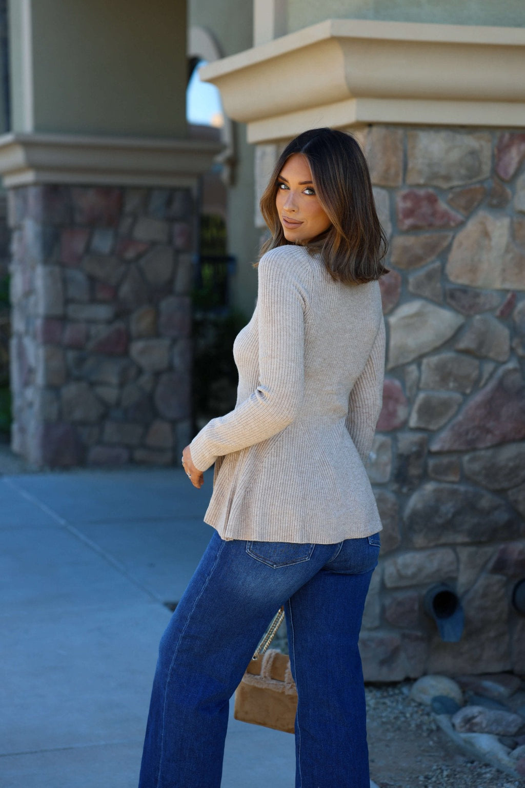 Light Tan Hourglass Sweater Cardigan - FINAL SALE