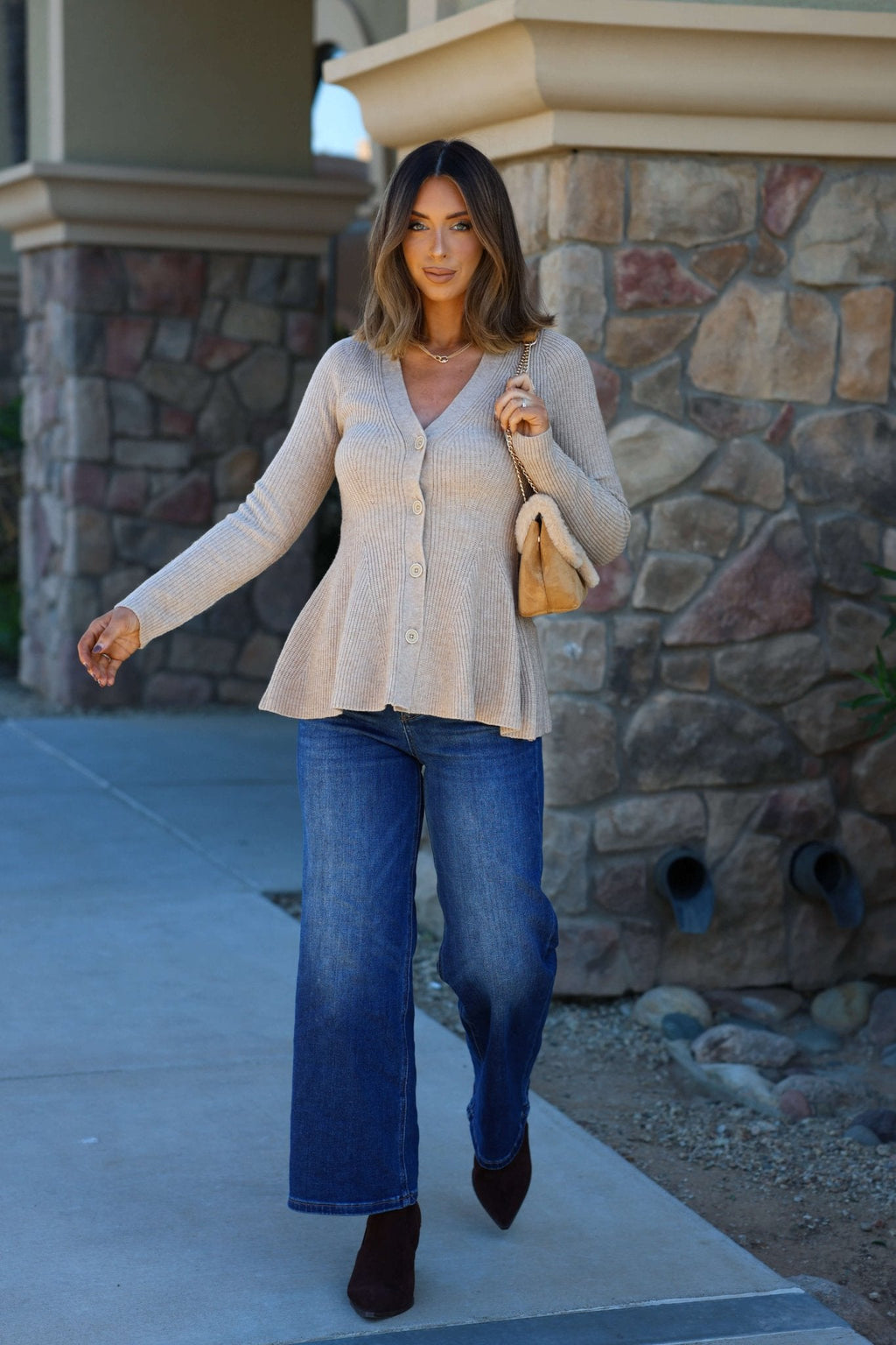 Light Tan Hourglass Sweater Cardigan - FINAL SALE
