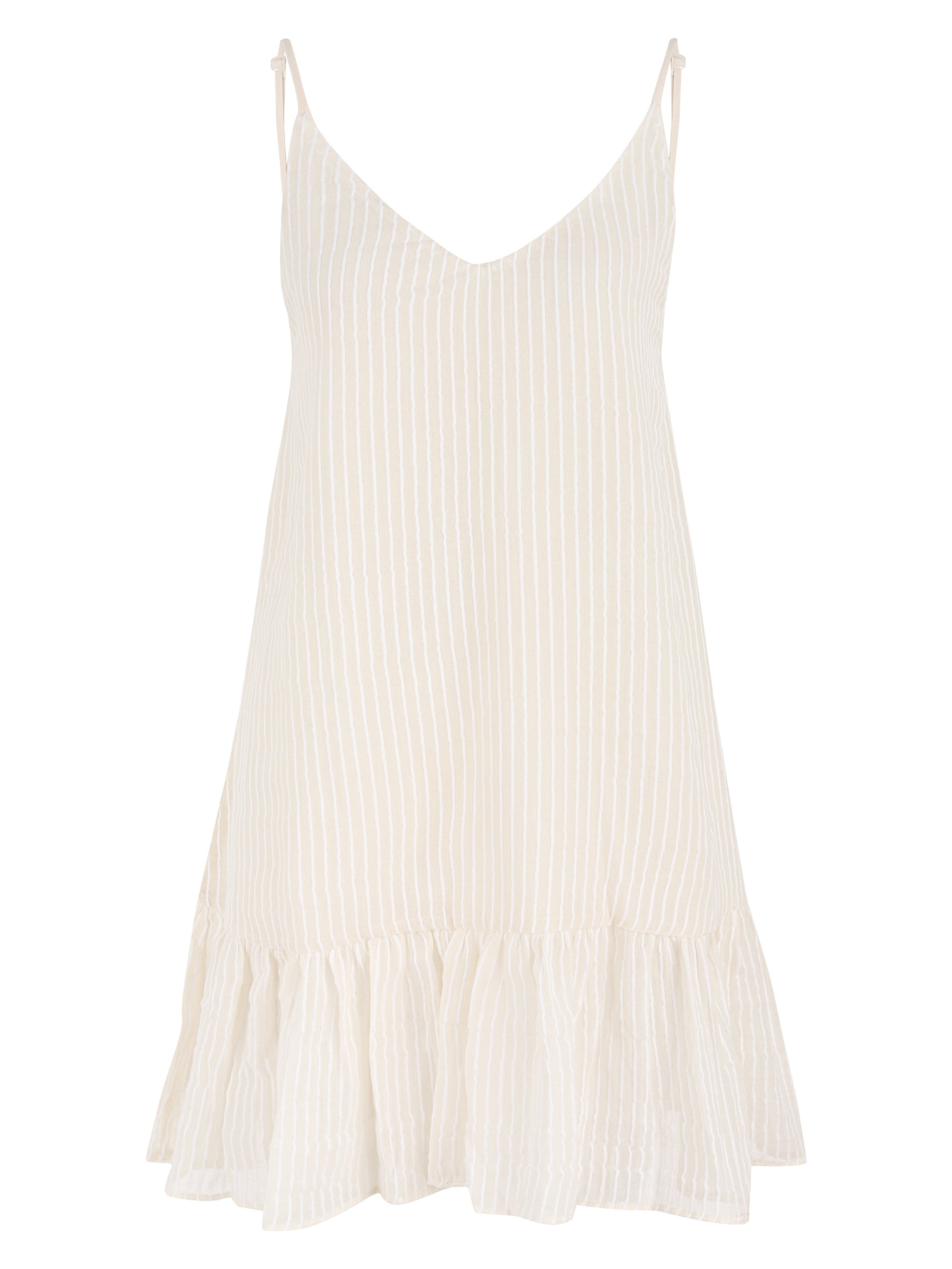 The Handloom Liv Mini Ruffle Dress White Stripes