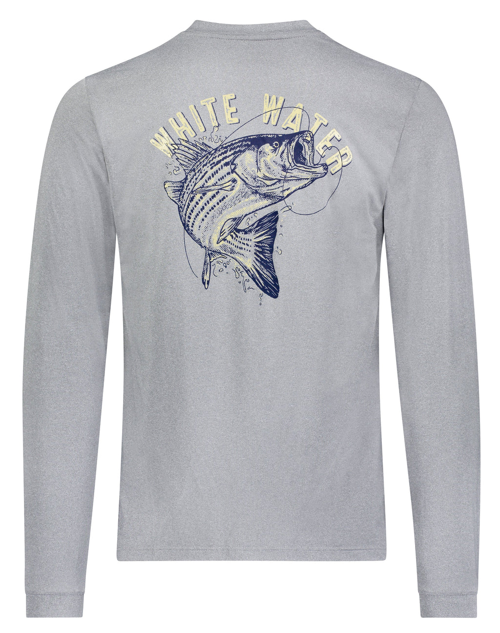White Water Bass Graphic Performance Tee, Grey