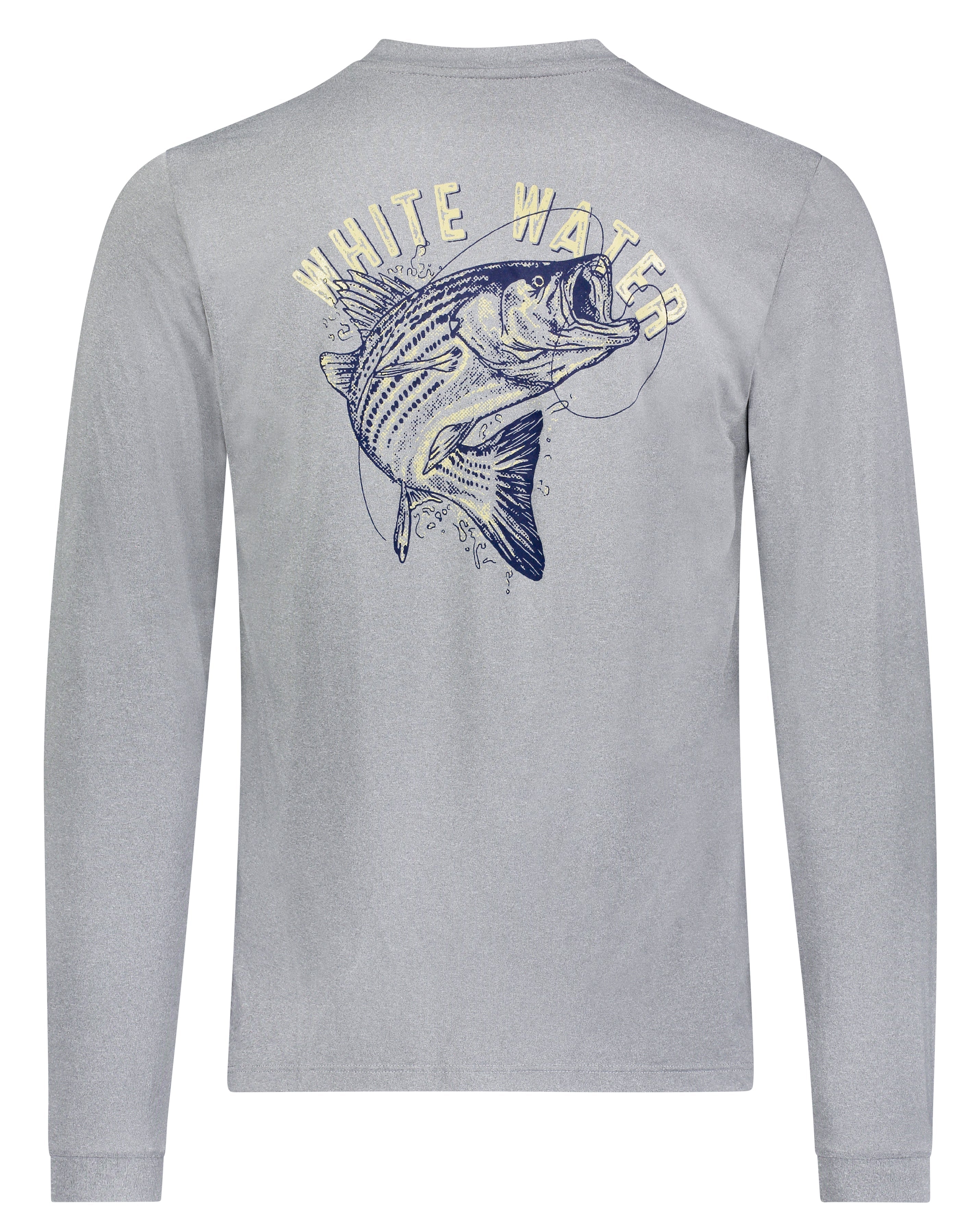 White Water Bass Graphic Performance Tee, Grey