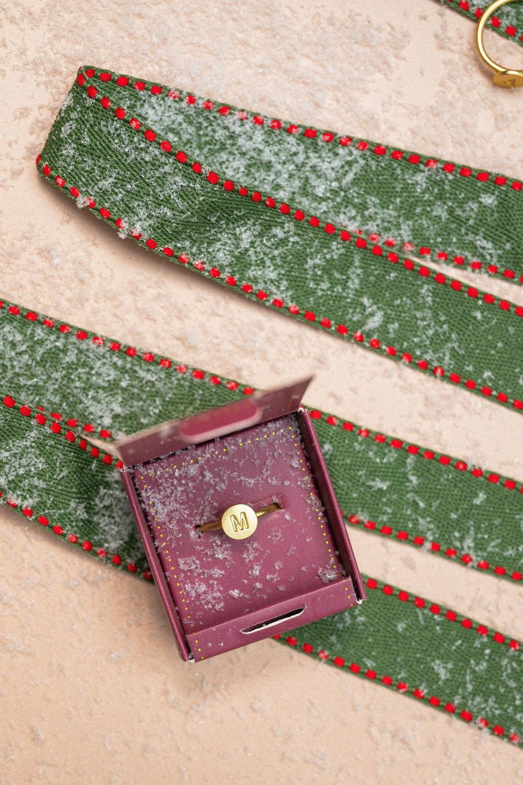 Lucky Feather Gold Initial Pendant Ring - FINAL SALE