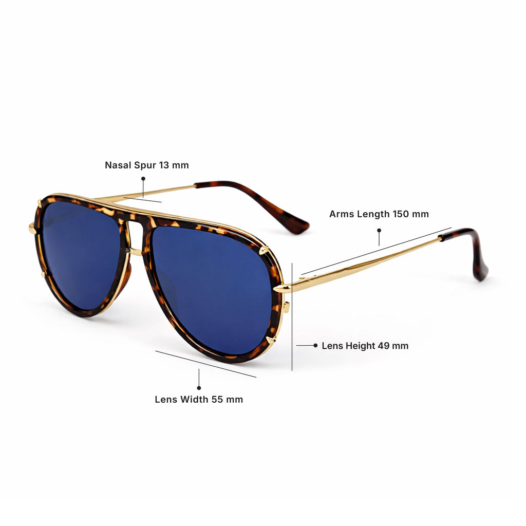 Ivy Luxe - Blue Tangle-Free Round Aviator Sunglasses