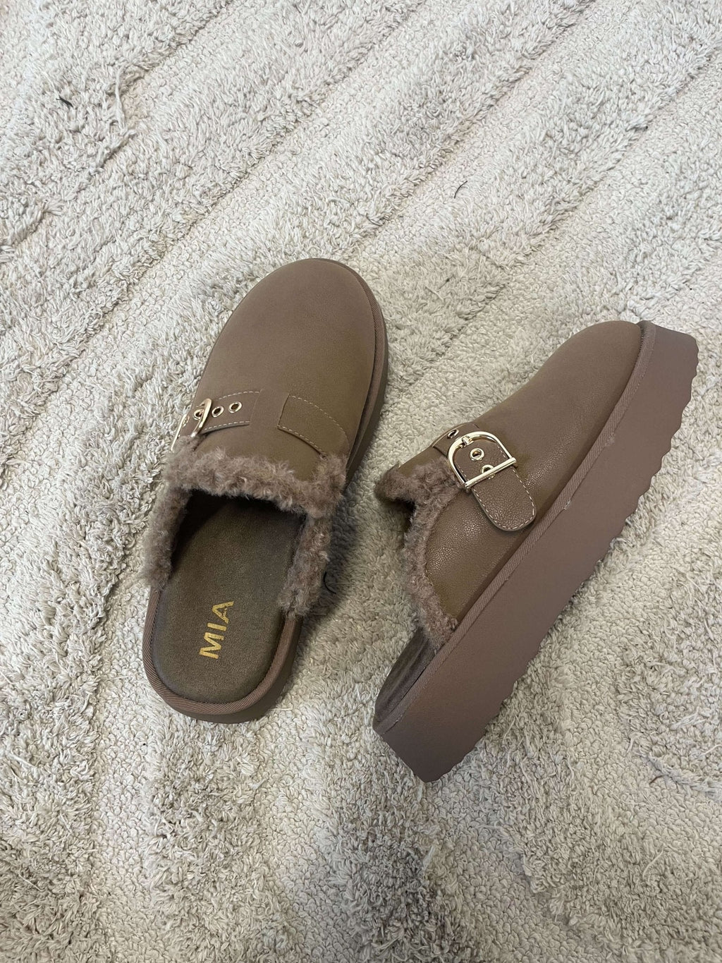 MIA Sugary Taupe Sherpa Mule - FINAL SALE