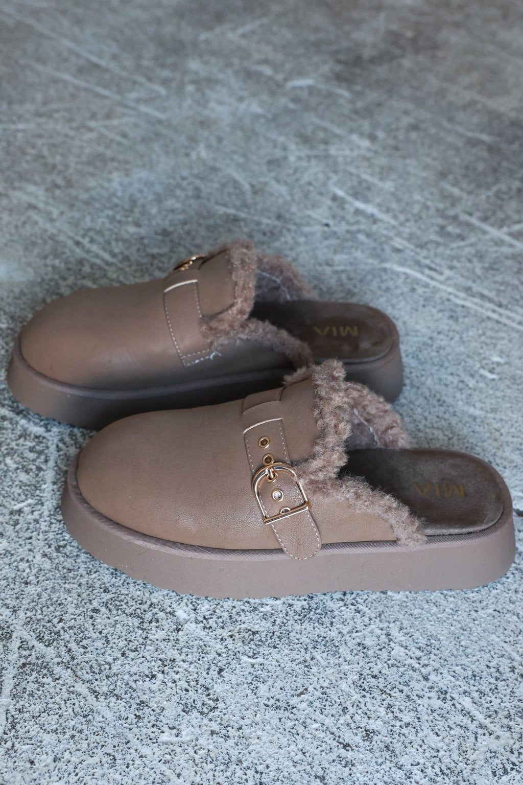 MIA Sugary Taupe Sherpa Mule - FINAL SALE