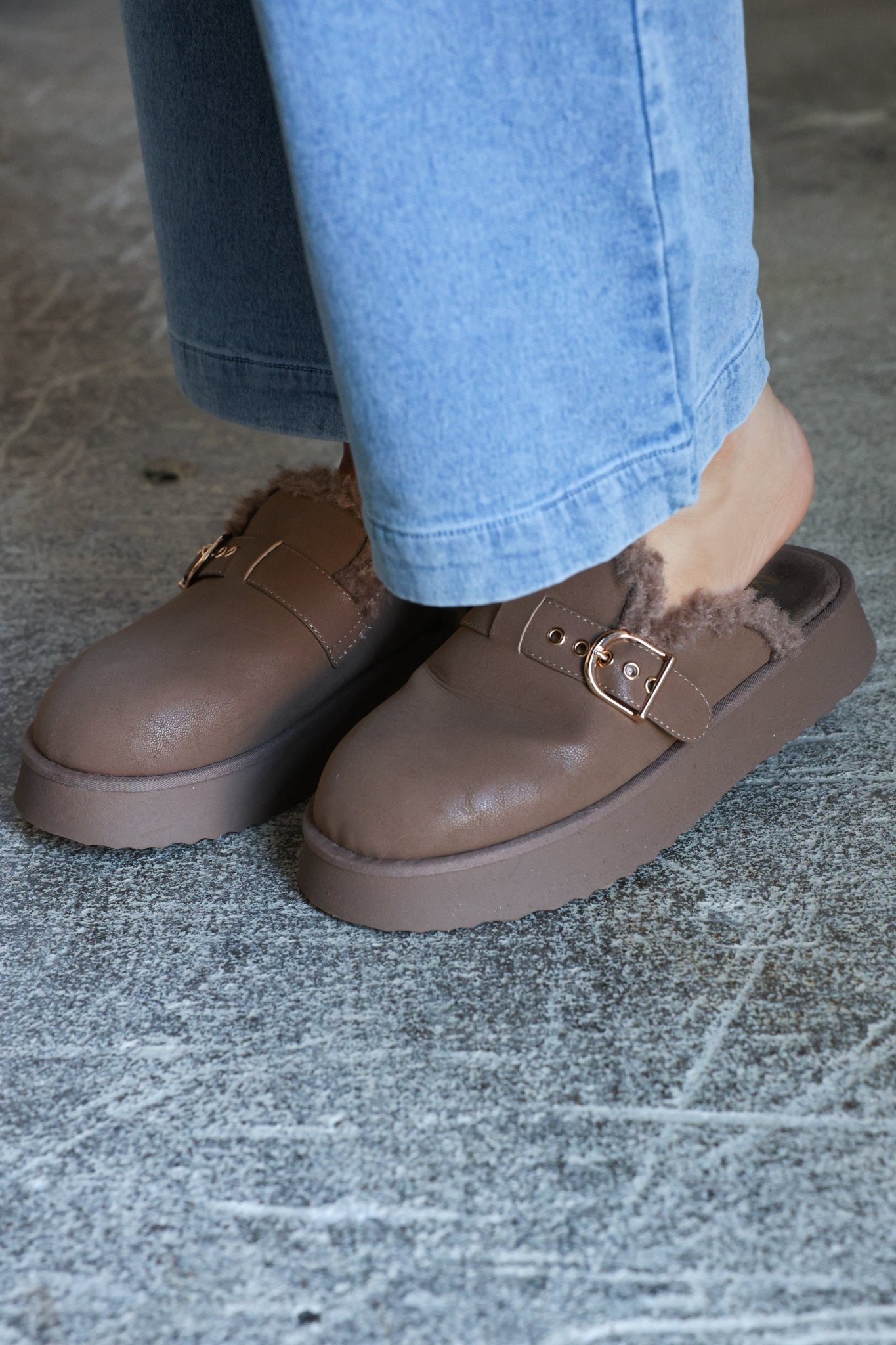 MIA Sugary Taupe Sherpa Mule - FINAL SALE