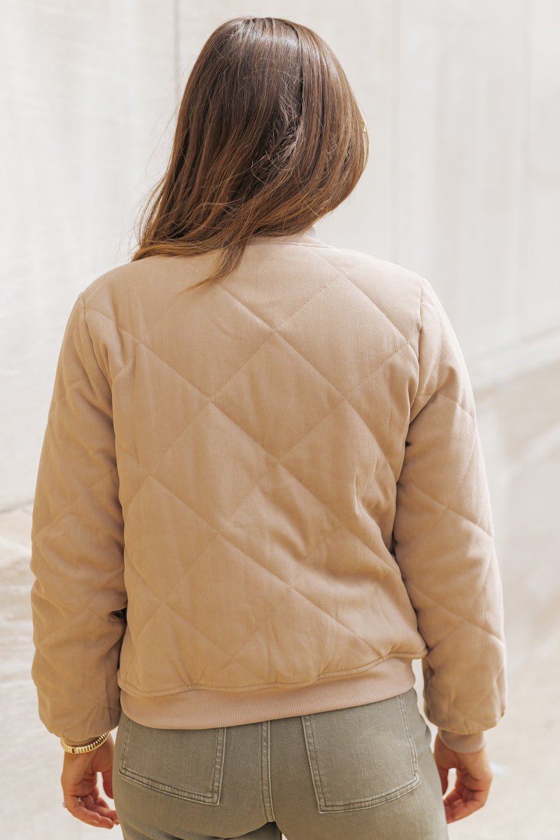 Tan Quilted Bomber Jacket - FINAL SALE