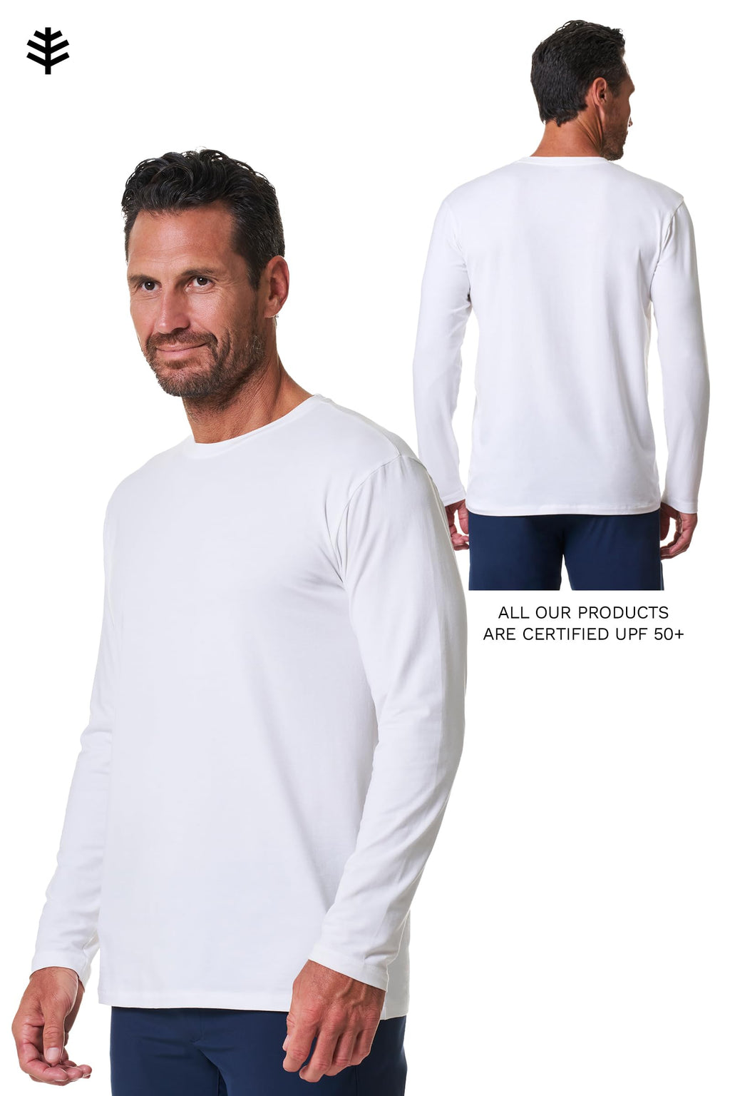Coolibar Men's Morada Everyday Long Sleeve T-Shirt, White