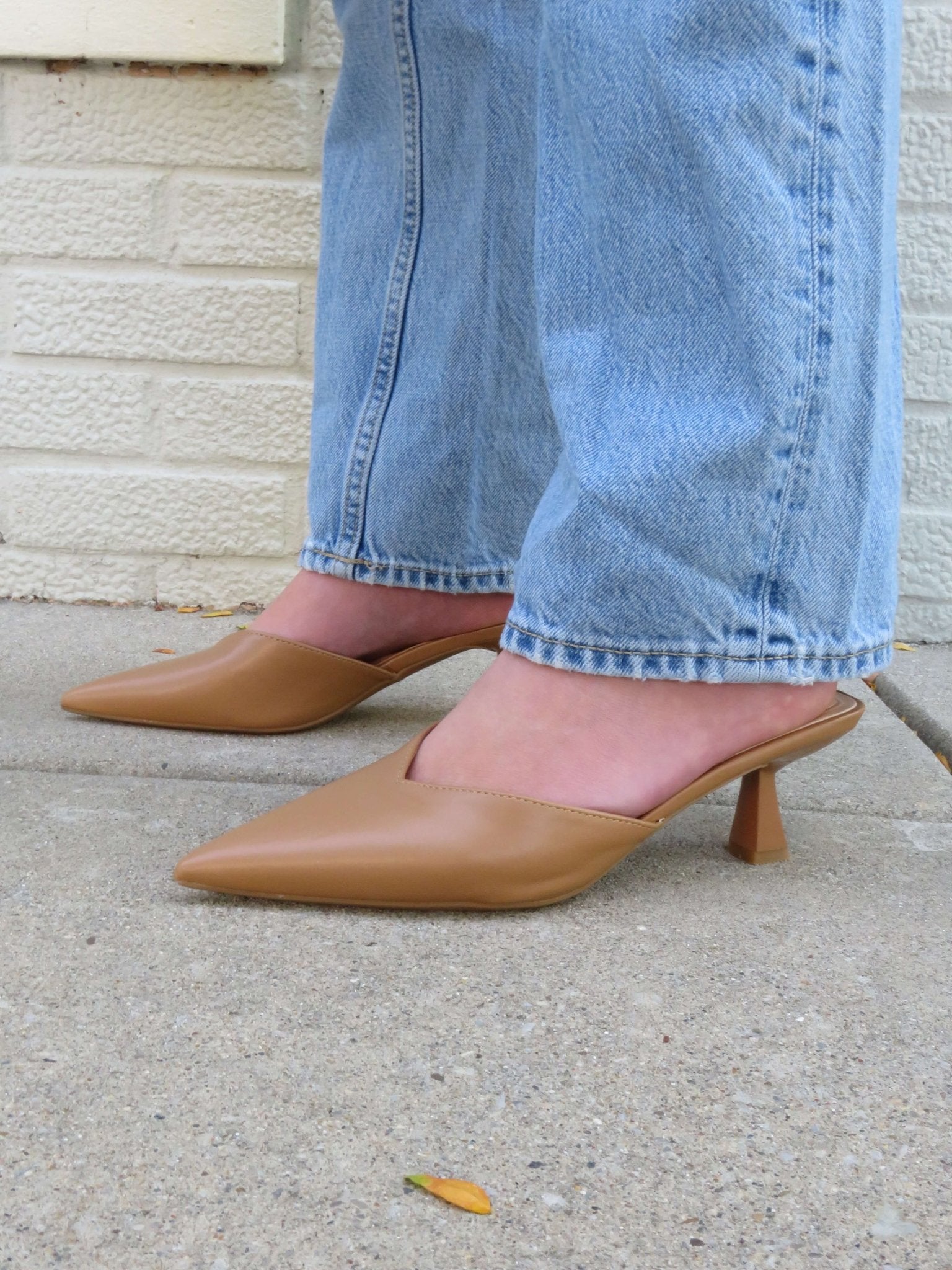 Morley Camel Open Back Kitten Heels - FINAL SALE