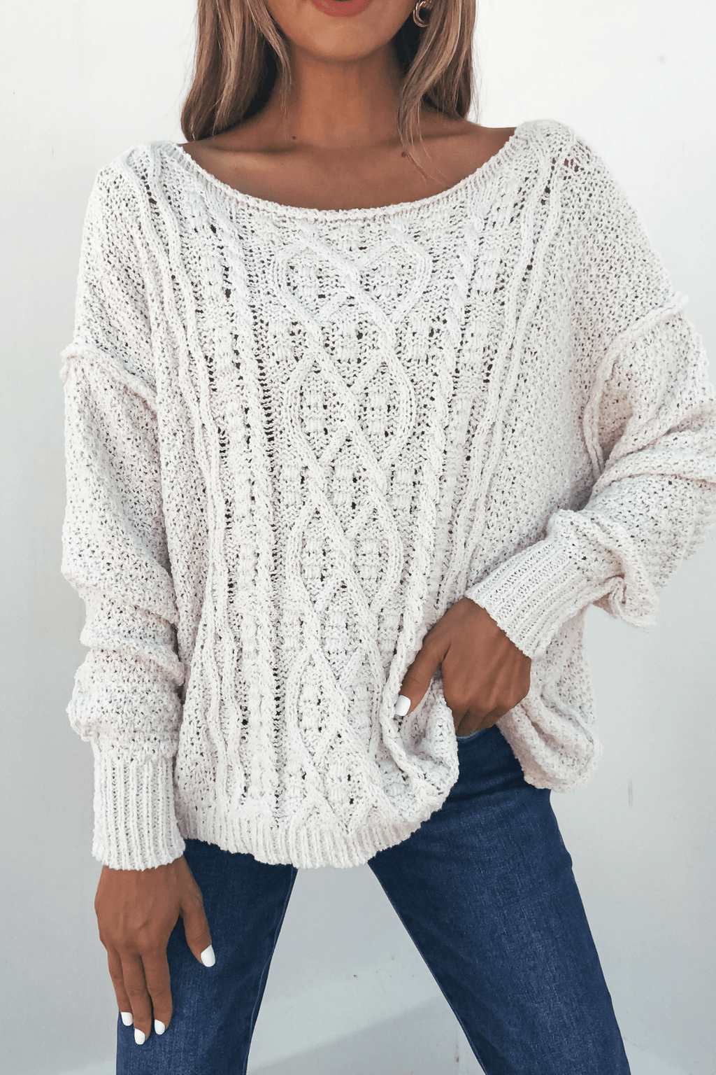 Natasha Ivory Cable Knit Sweater - FINAL SALE