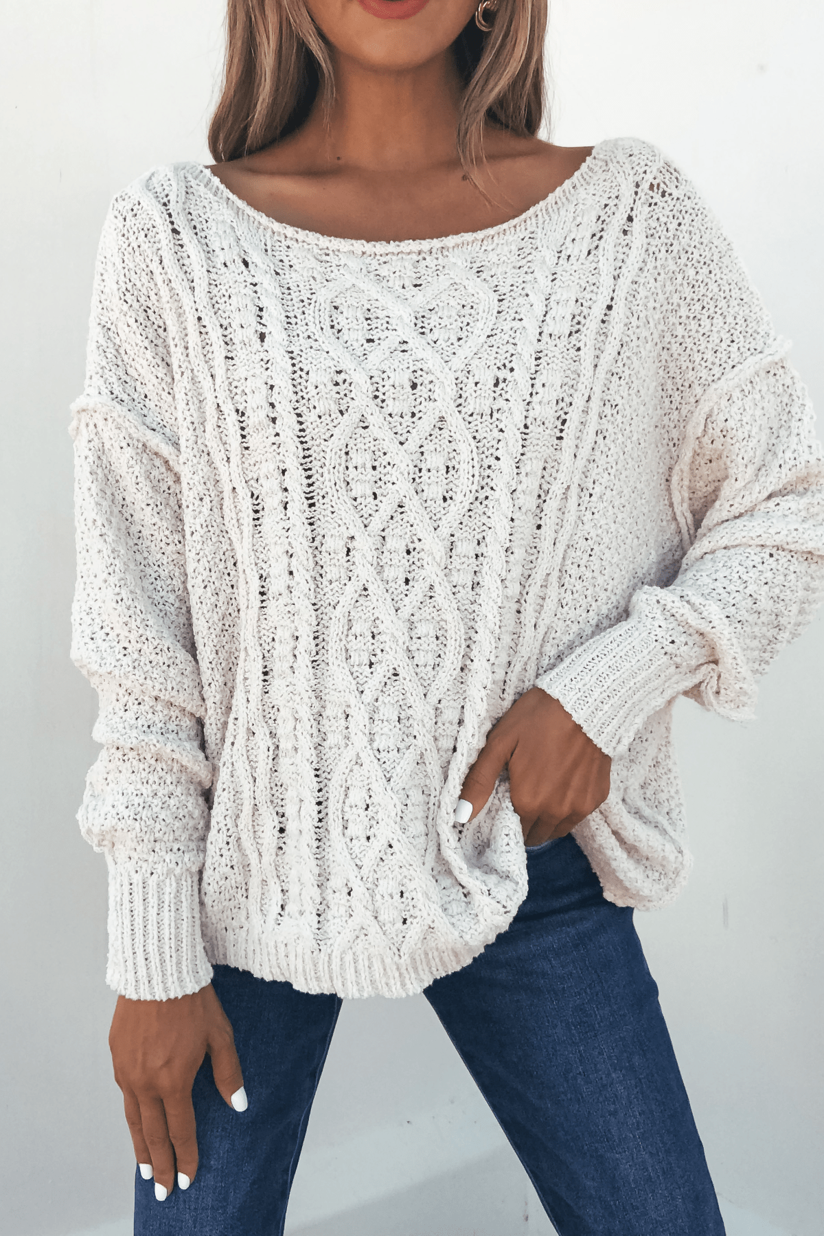 Natasha Ivory Cable Knit Sweater - FINAL SALE