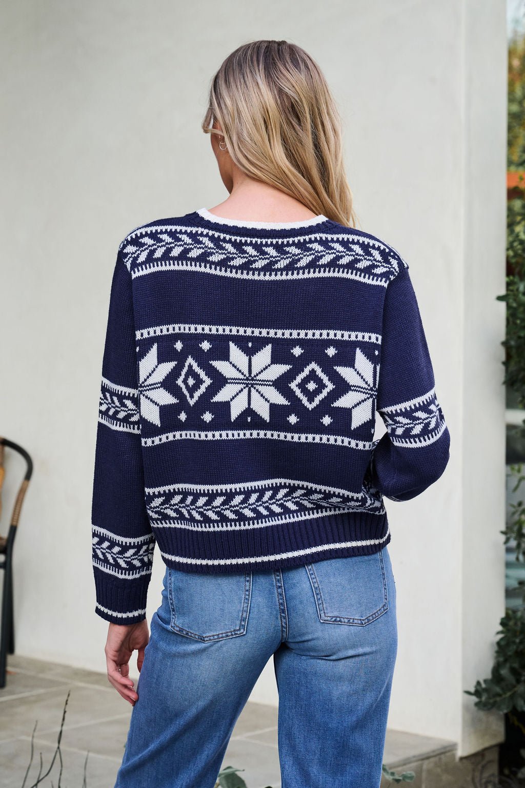 Navy Ribbed Winter Snowflake Sweater - FINAL SALE