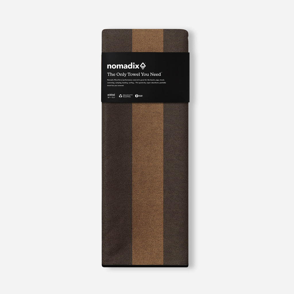Nomadix Original Towel: Cabana Stripe Black and Brown
